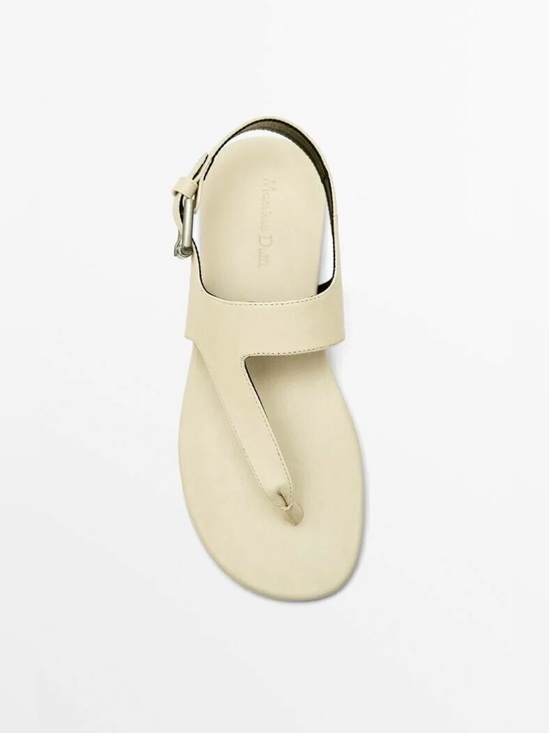 Massimo Dutti Shoes - Massimo Dutti Cream Leather Sandals Size 38 or 7.5